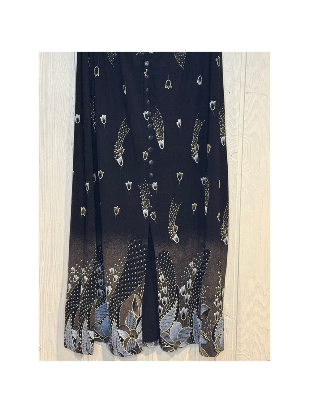 e.s.se Black Gold Floral Button Front Maxi Skirt Y2K